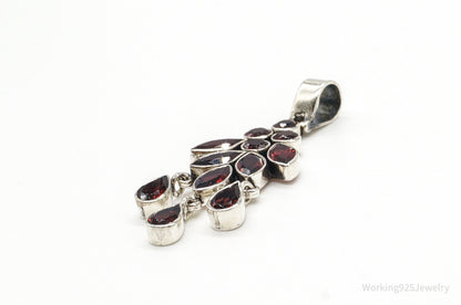 Vintage Garnet Bali Style Sterling Silver Dangle Pendant