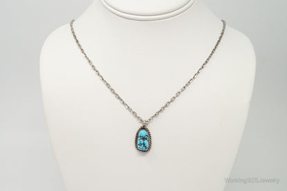 VTG Handmade Native American George Lee Turquoise Sterling Silver Necklace