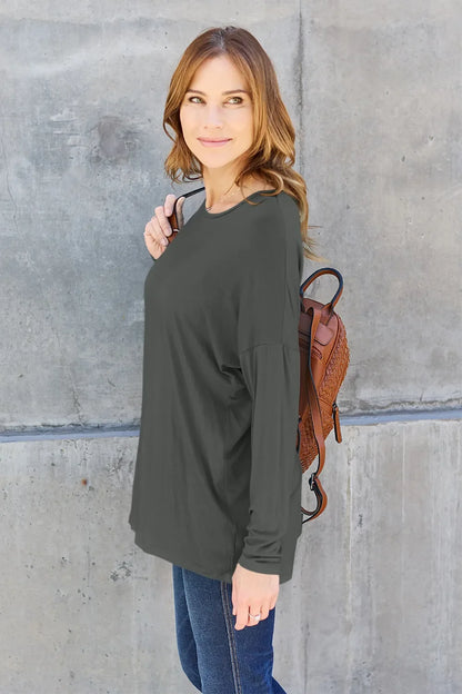 Basic Bae Full Size Relaxed Long Sleeve Tee