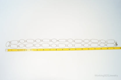 Long Designer Silpada Oval Link Textured Sterling Silver Necklace