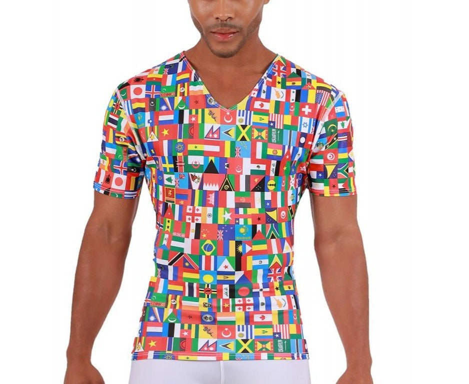 Insta Slim I.S.Pro USA Big & Tall Flags Activewear Short Sleeve V-Neck - 5VAT001BT