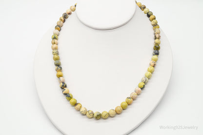 Vintage Designer LS Yellow Turquoise Bead Necklace