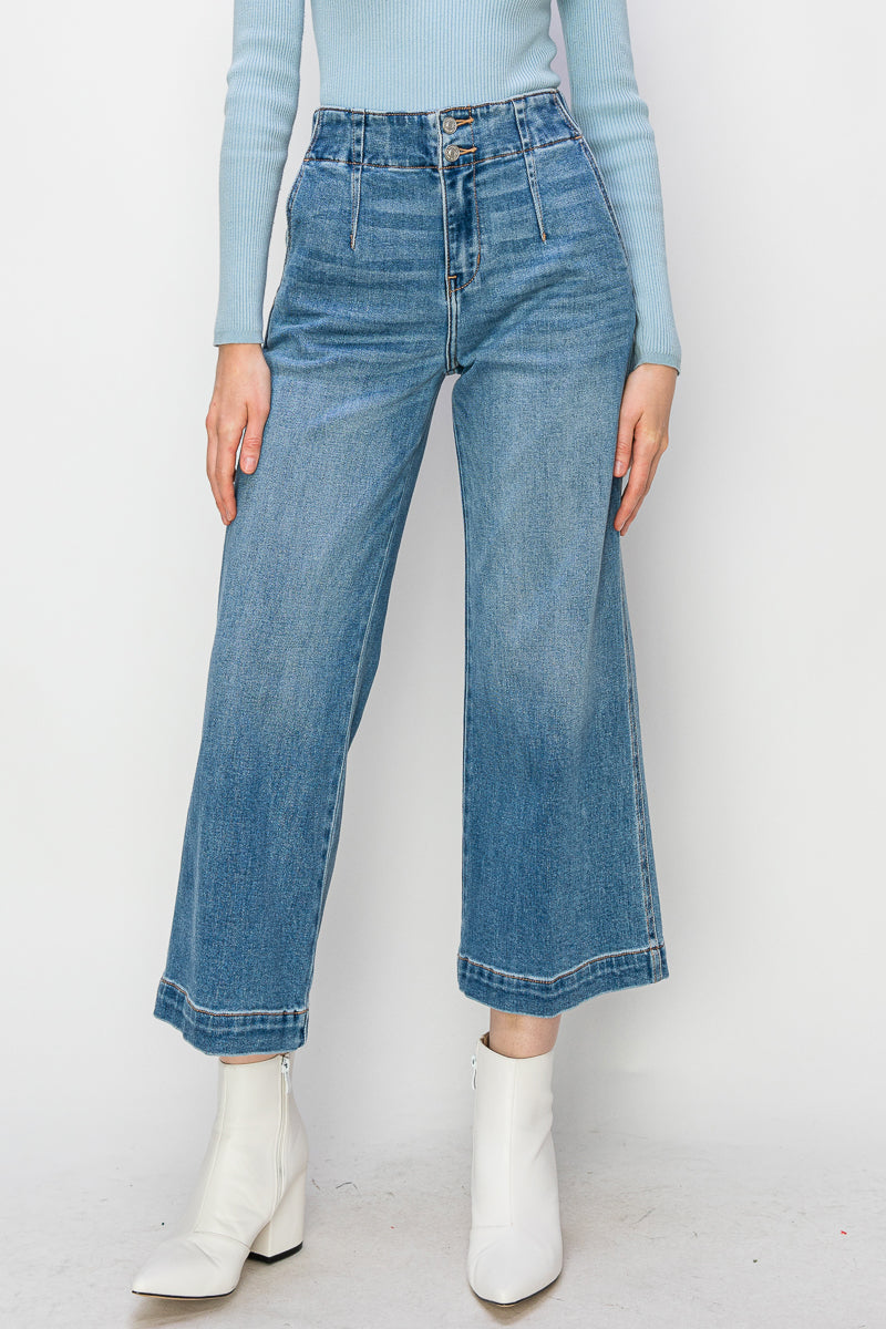 High Rise Crop Wide Jeans