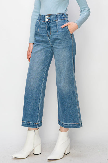 High Rise Crop Wide Jeans