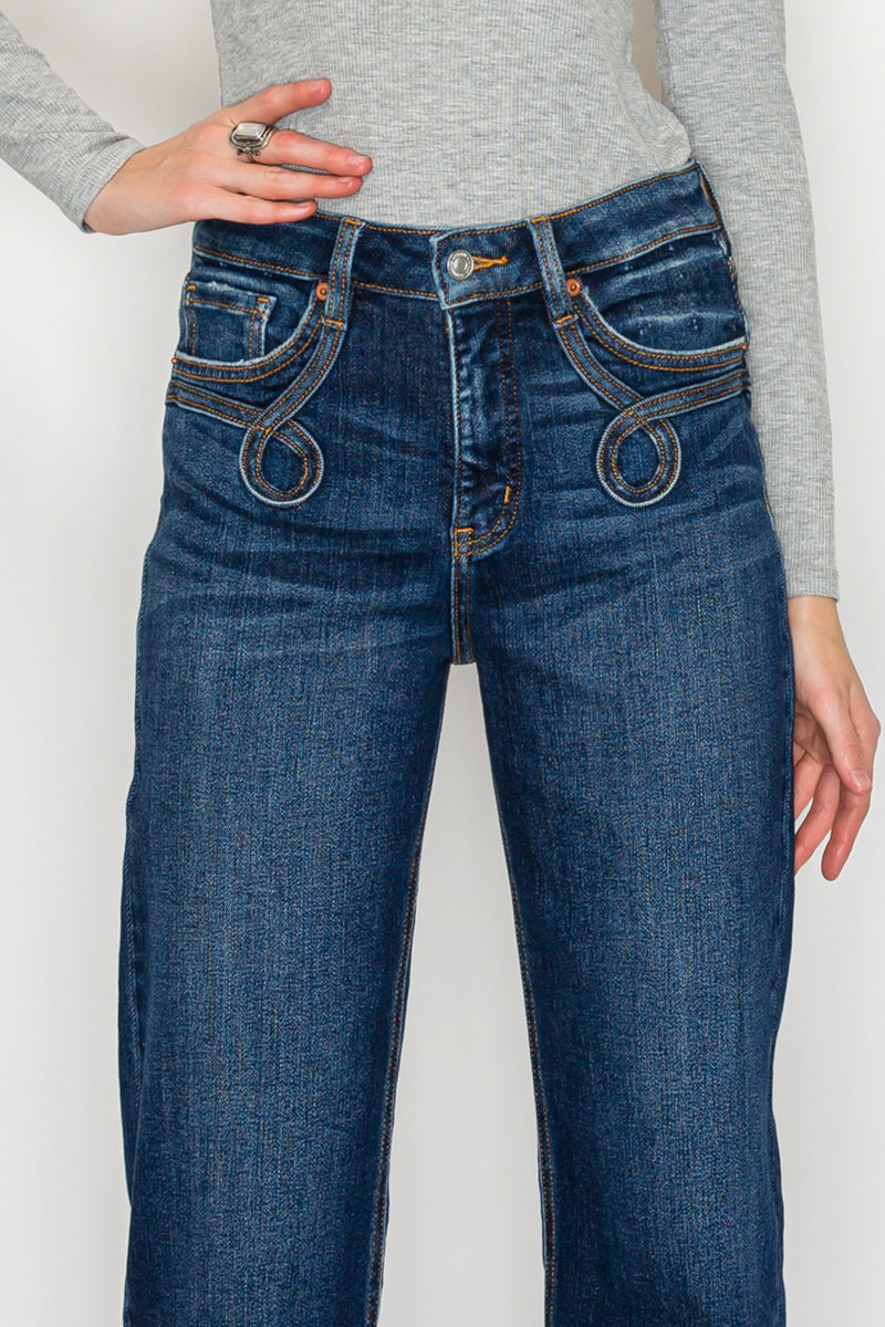Plus Tummy Control Western High Rise Straight Leg Jeans