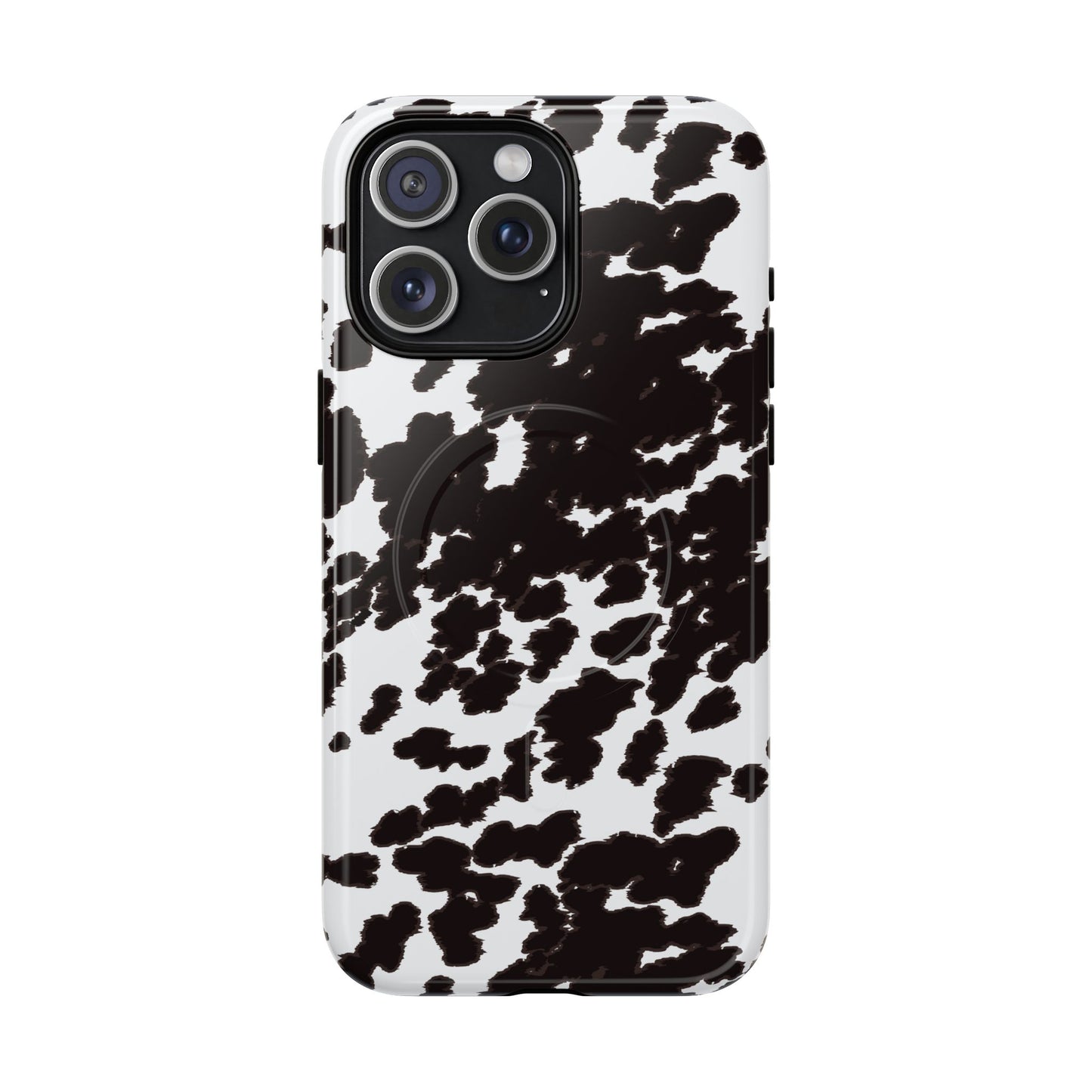 Cow Print Tough Magnetic Phone Case — Black & White Protective MagSafe Cover