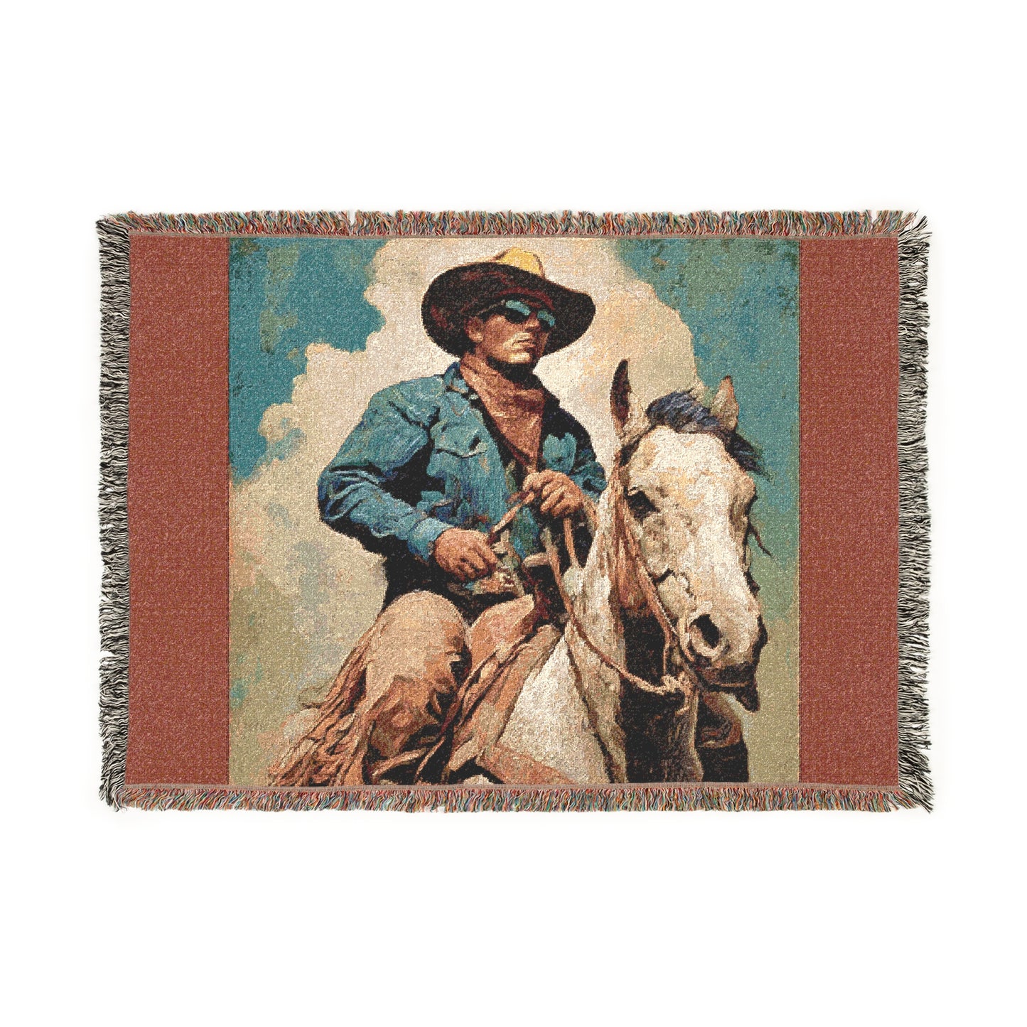 Cowboy Rider Woven Blanket