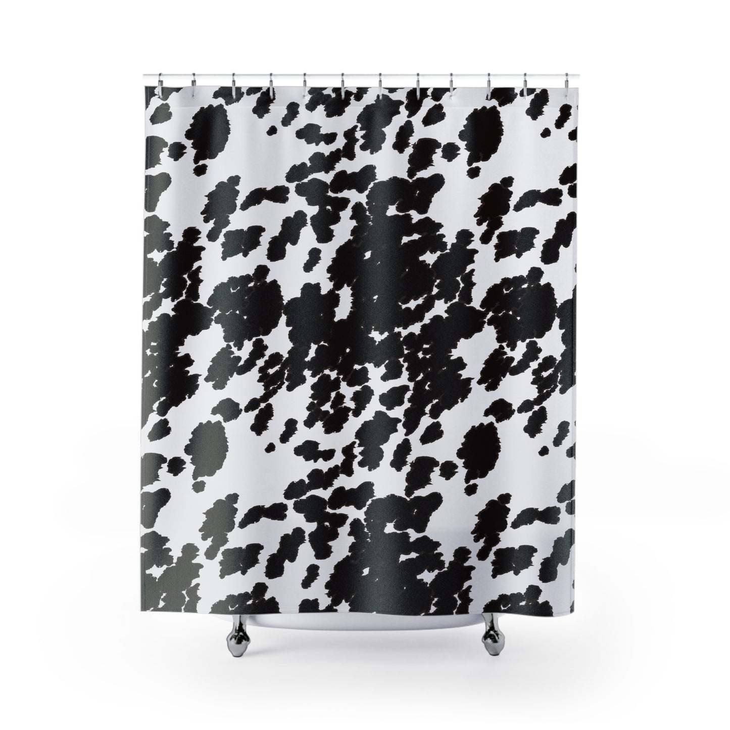 Cow Print Shower Curtain — Black & White Farmhouse Bath Decor