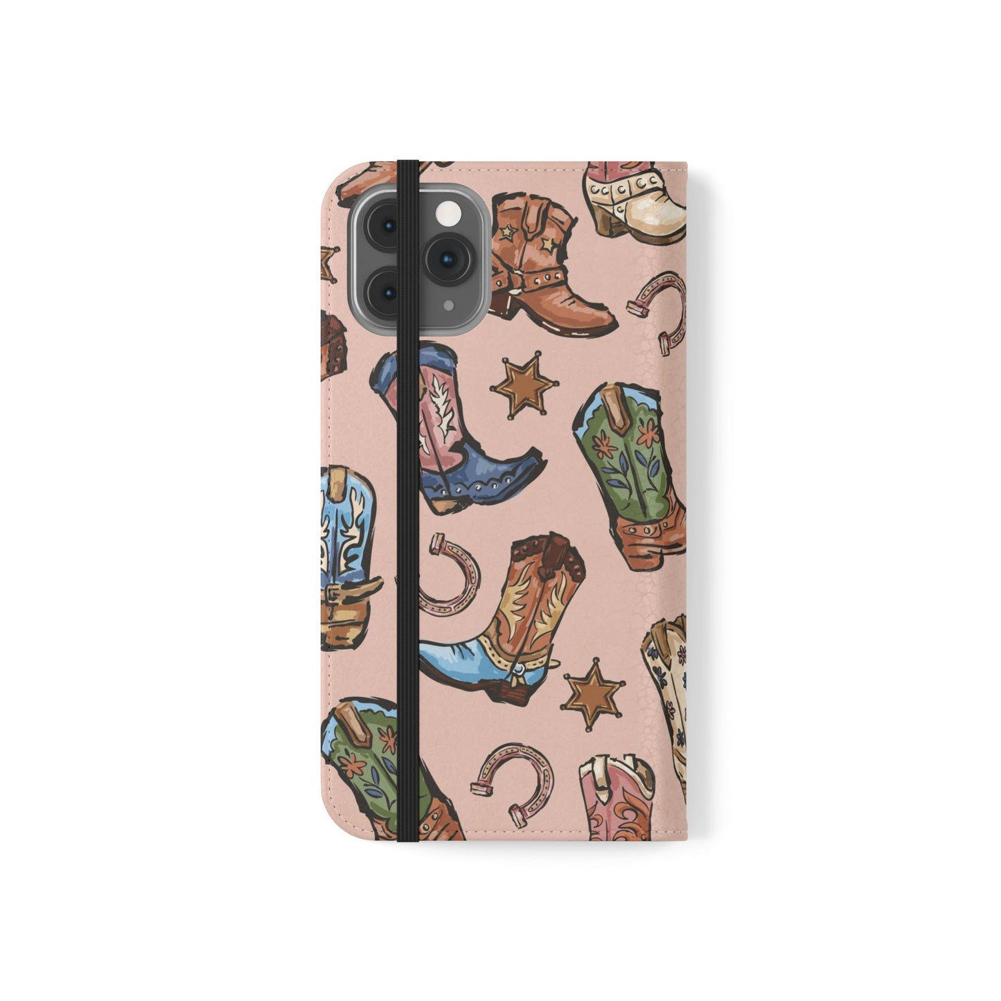 Western Boots Flip Wallet Phone Cases Pink