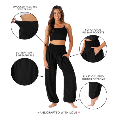 Black Harem Pants with Pockets