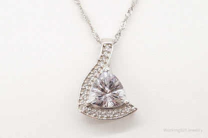 Vintage Designer TGGC Art Deco Cubic Zirconia Sterling Silver Necklace