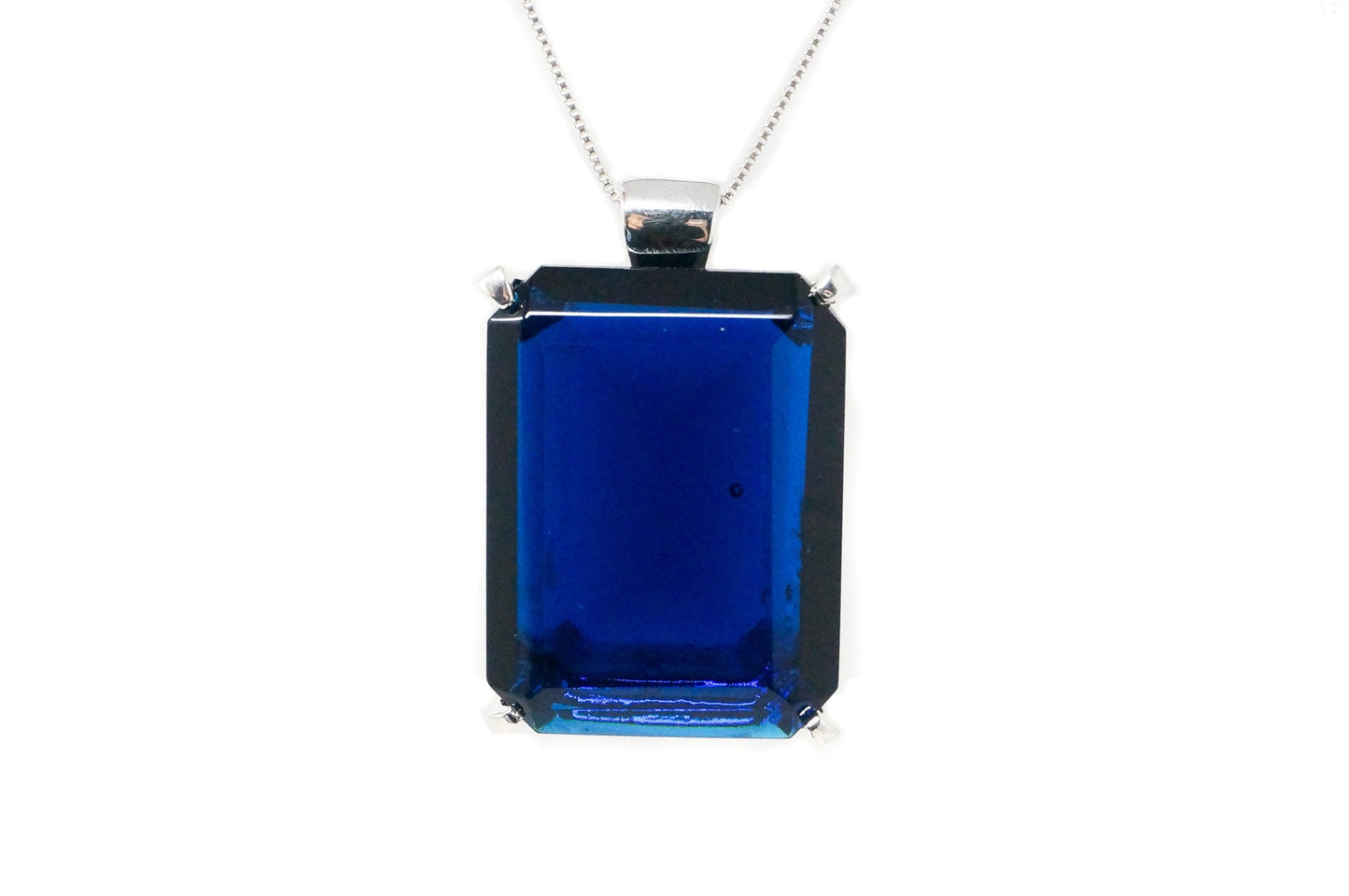 Vintage Large Designer Kendra Scott Glass Sterling Silver Necklace Pendant