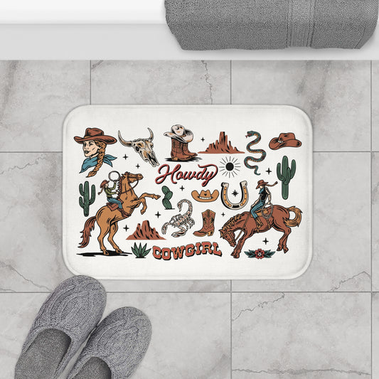 Howdy Cowgirl Bath Mat - Western  Decor