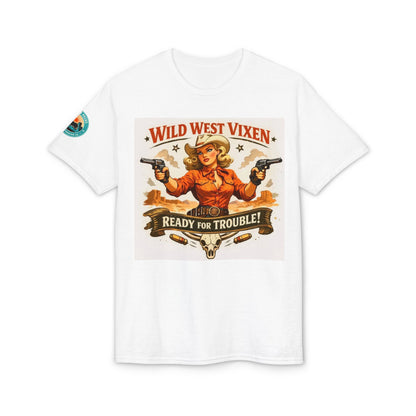 Wild West Vixen T‑Shirt — "Ready for Trouble" Retro Cowgirl Graphic