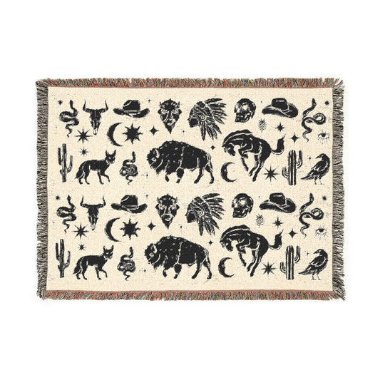 Southwestern Woven Blanket, Cozy Southwestern Decor, Rustic Home Accent, Gift for Nature Lovers, Bohemian Throw Blanket