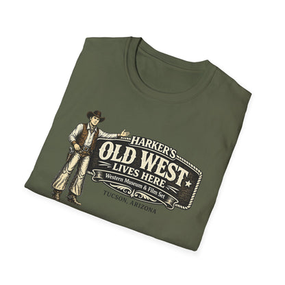 HARKER'S Old West Lives Here T-Shirt — Vintage Cowboy Tucson Graphic Tee
