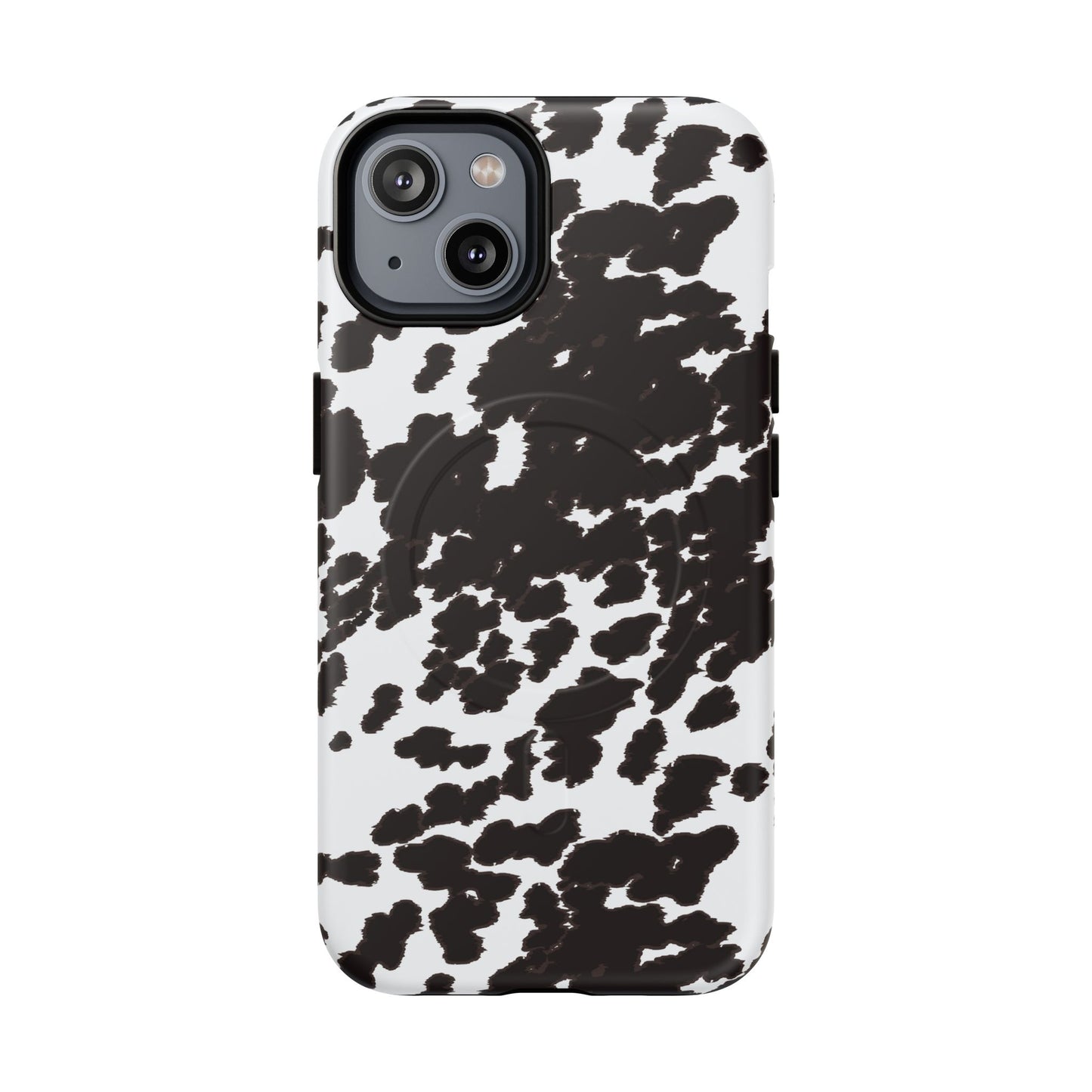 Cow Print Tough Magnetic Phone Case — Black & White Protective MagSafe Cover