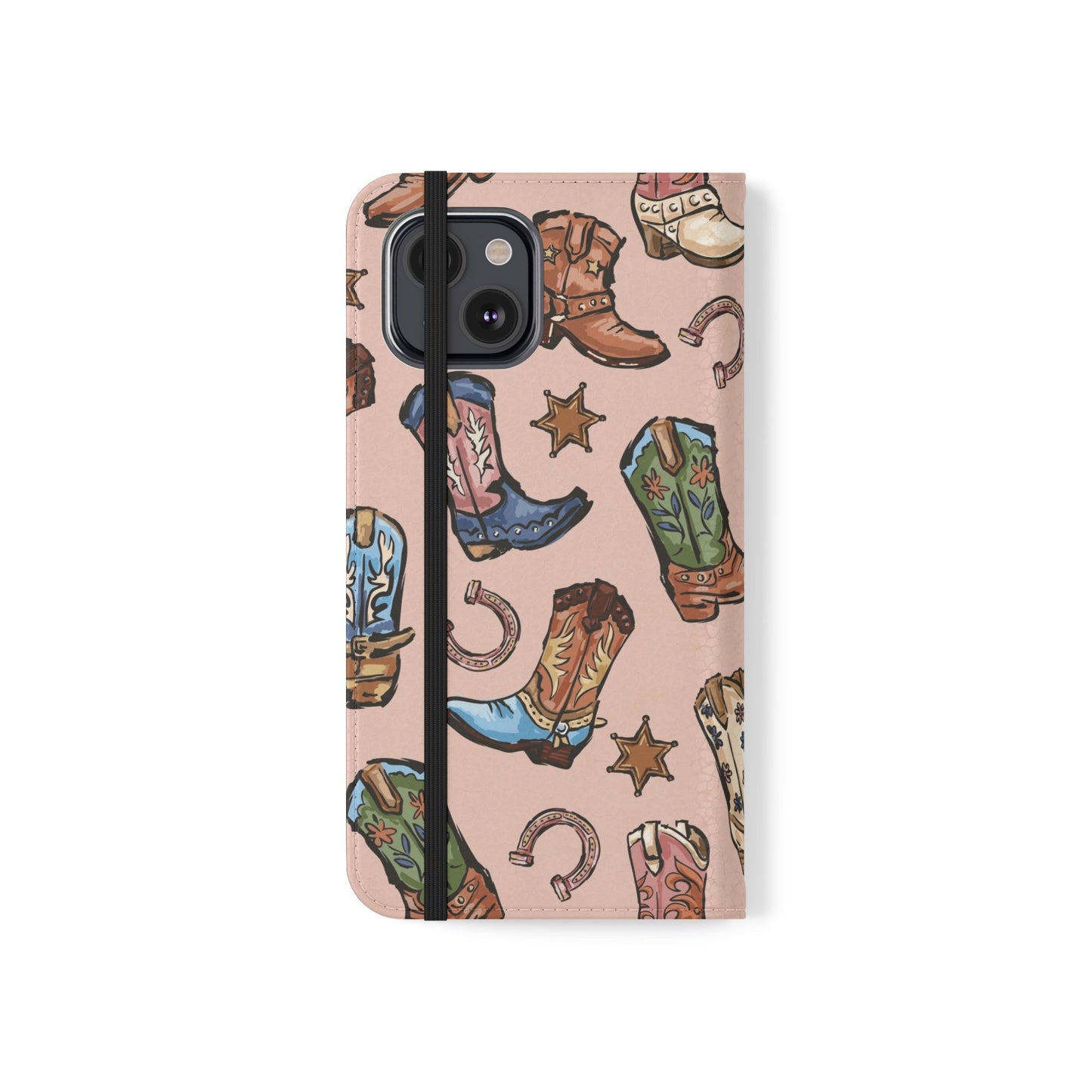 Western Boots Flip Wallet Phone Cases Pink