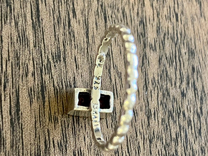 Vintage Israel Designer Paz PZ Garnet Sterling Silver Ring - Size 10.25