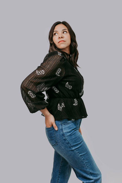 Boot Scootin' Crochet Blouse