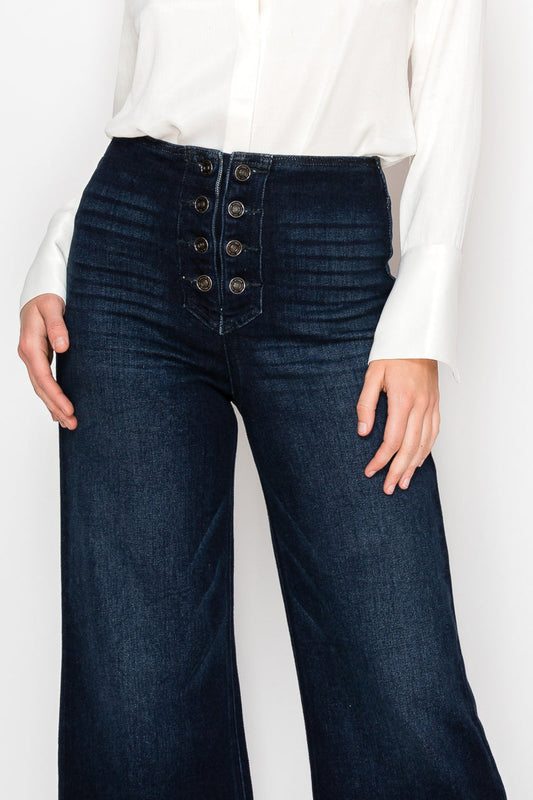 Eco Friendly Ultra High Rise Slim Palazzo Sailor Jeans