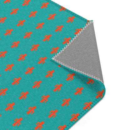 Turquoise & Coral Dot Area Rug — Modern Geometric Accent Rug for Living Room, Bedroom, or Nursery