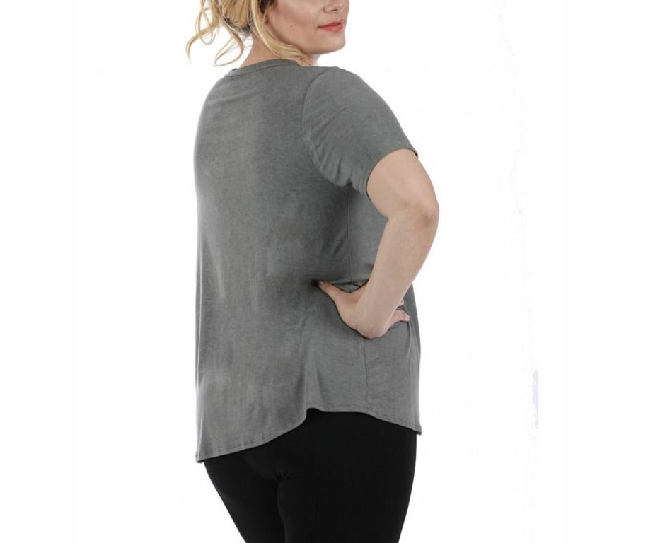 Short Sleeve Top W/Front V-Cutout 3531906C