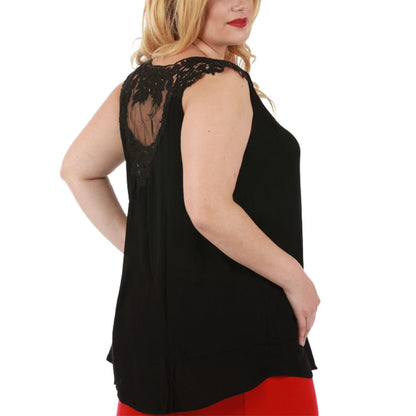 Curvy Plus Size Sleeveless V Neck Top Front Tie 3532464C
