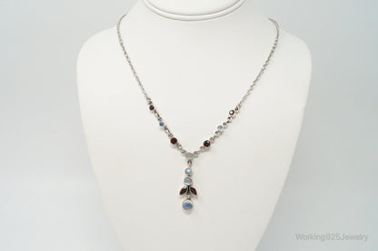 Designer Nicky Butler Moonstone Garnet Sterling Silver Necklace