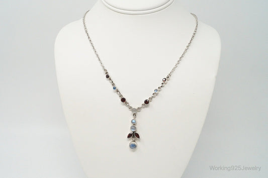 Designer Nicky Butler Moonstone Garnet Sterling Silver Necklace