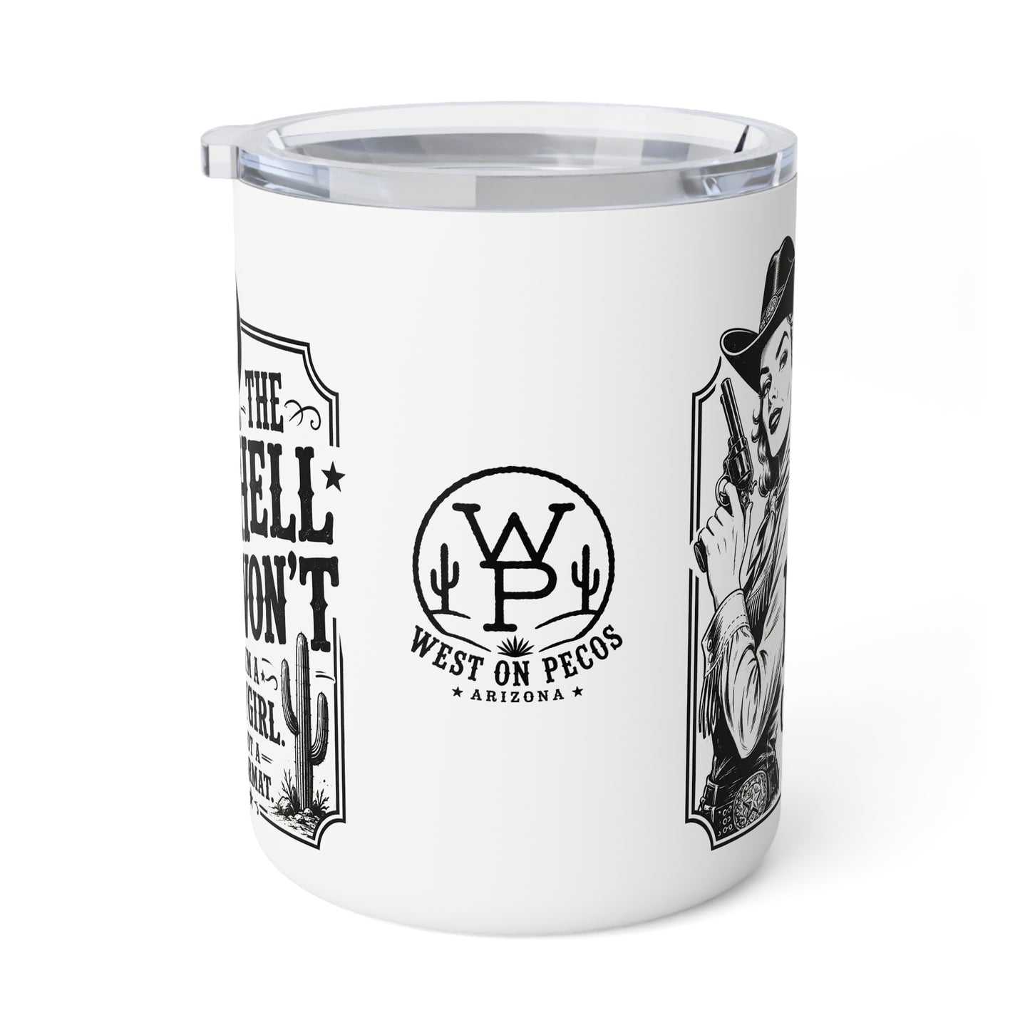 Western 10oz Insulated Coffee Mug – 'West on Pecos' Vintage Ranch Design