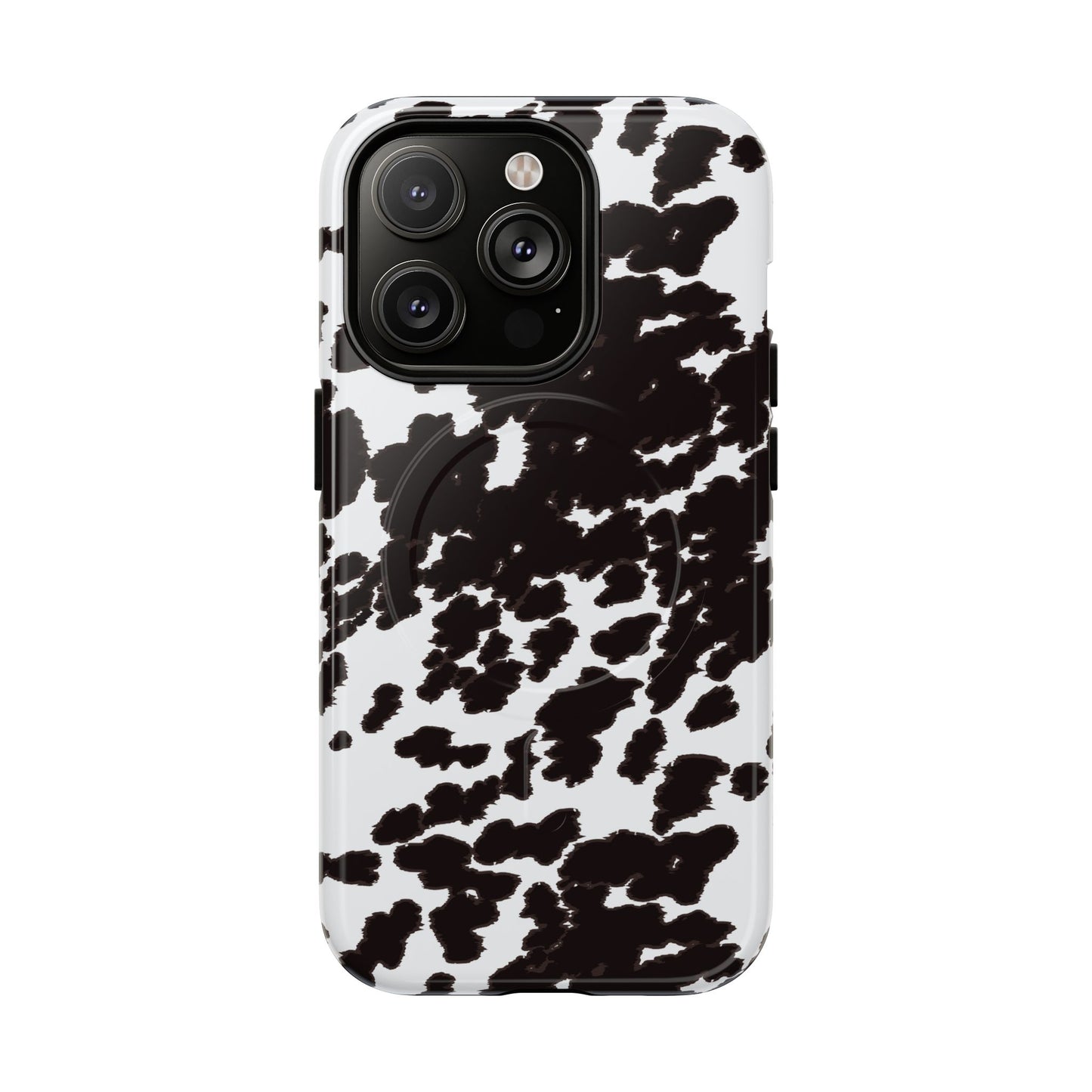 Cow Print Tough Magnetic Phone Case — Black & White Protective MagSafe Cover