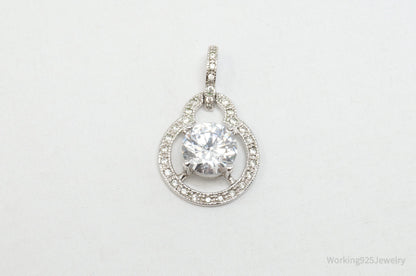 Vintage Art Deco CZ Sterling Silver Necklace Pendant