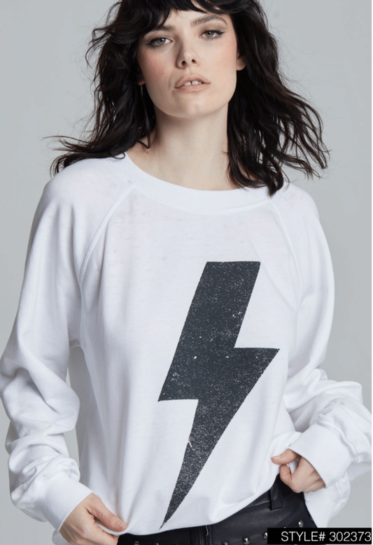 Lightning Bolt Long Sleeve Burnout Sweatshirt