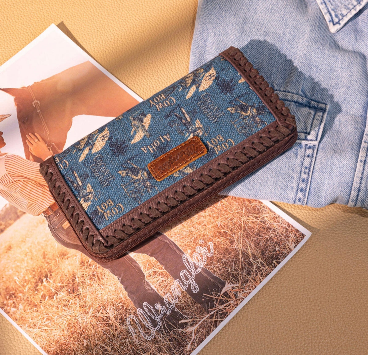 Wrangler Vintage Retro Cowboy Cool Print Wallet
