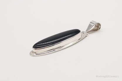 Large Vintage Mexico CII Black Onyx Sterling Silver Pendant