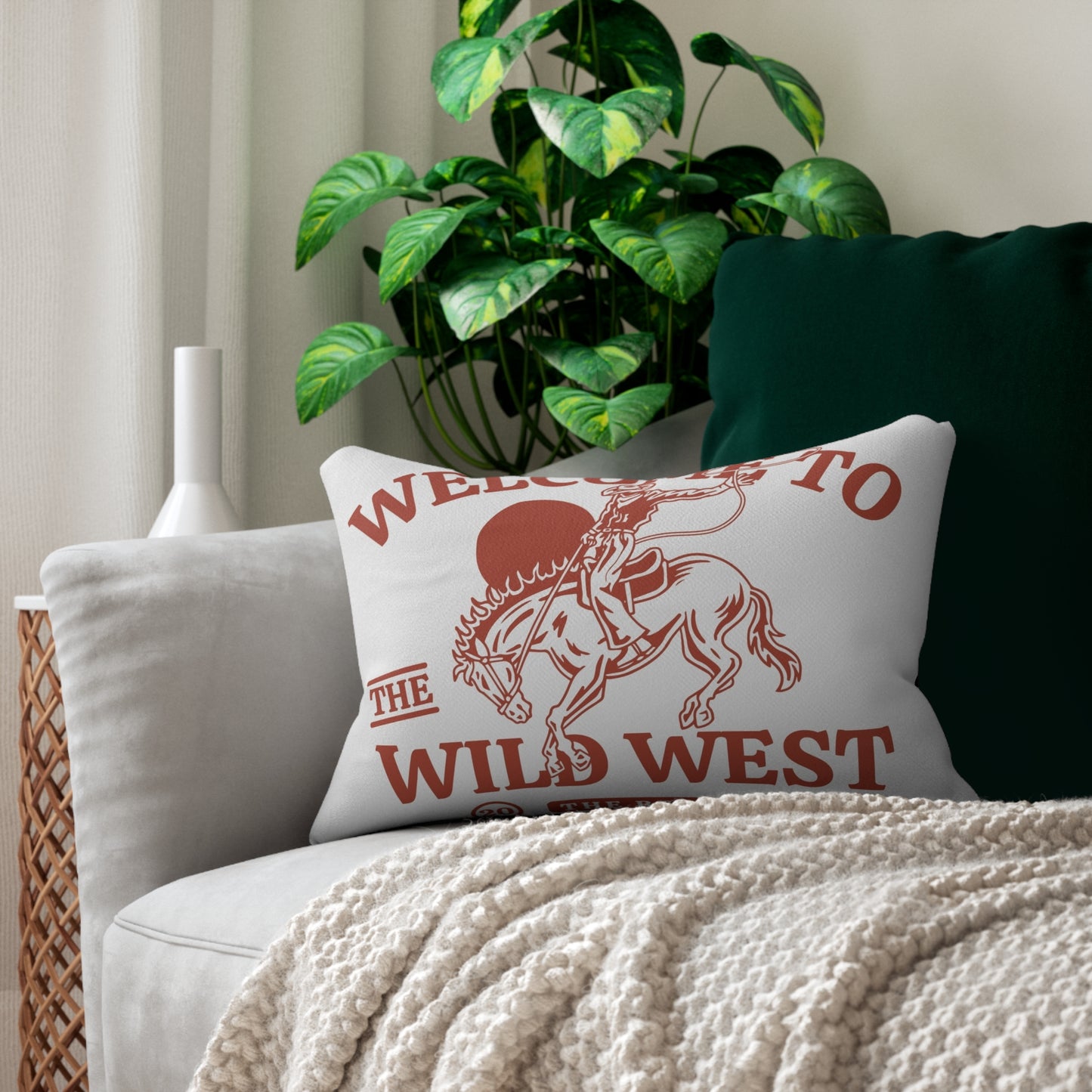 Wild West Cowboy Lumbar Pillow — 'Welcome to the Wild West' Western Decor