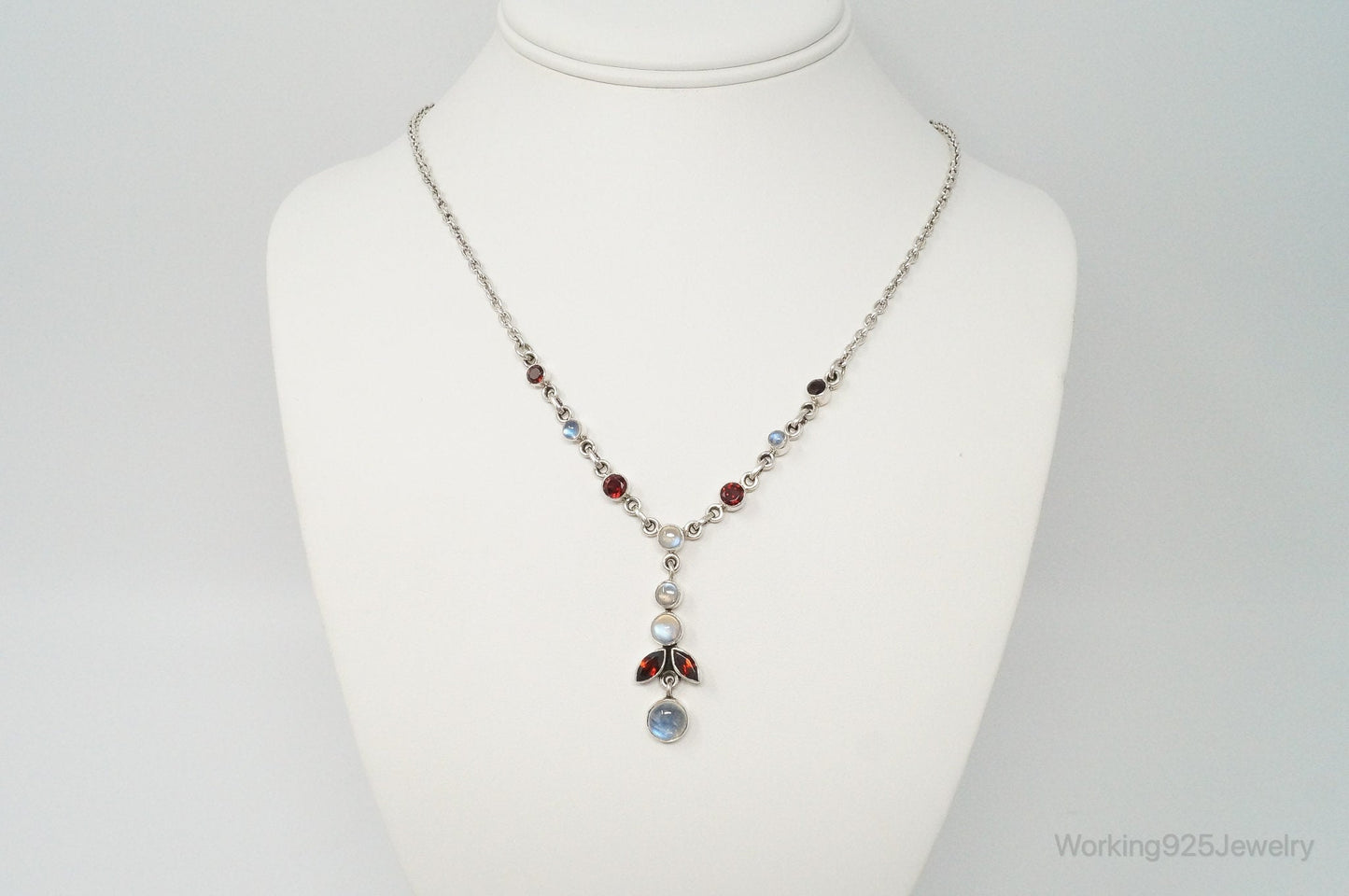 Designer Nicky Butler Moonstone Garnet Sterling Silver Necklace