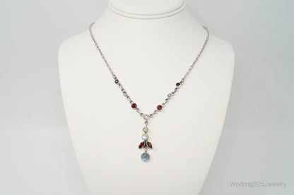 Designer Nicky Butler Moonstone Garnet Sterling Silver Necklace