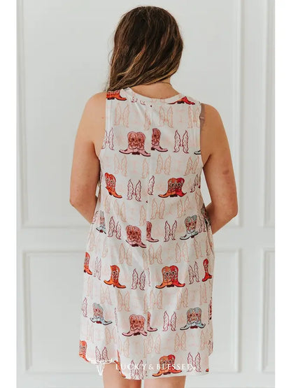 Cowgirl Boot Print Dress