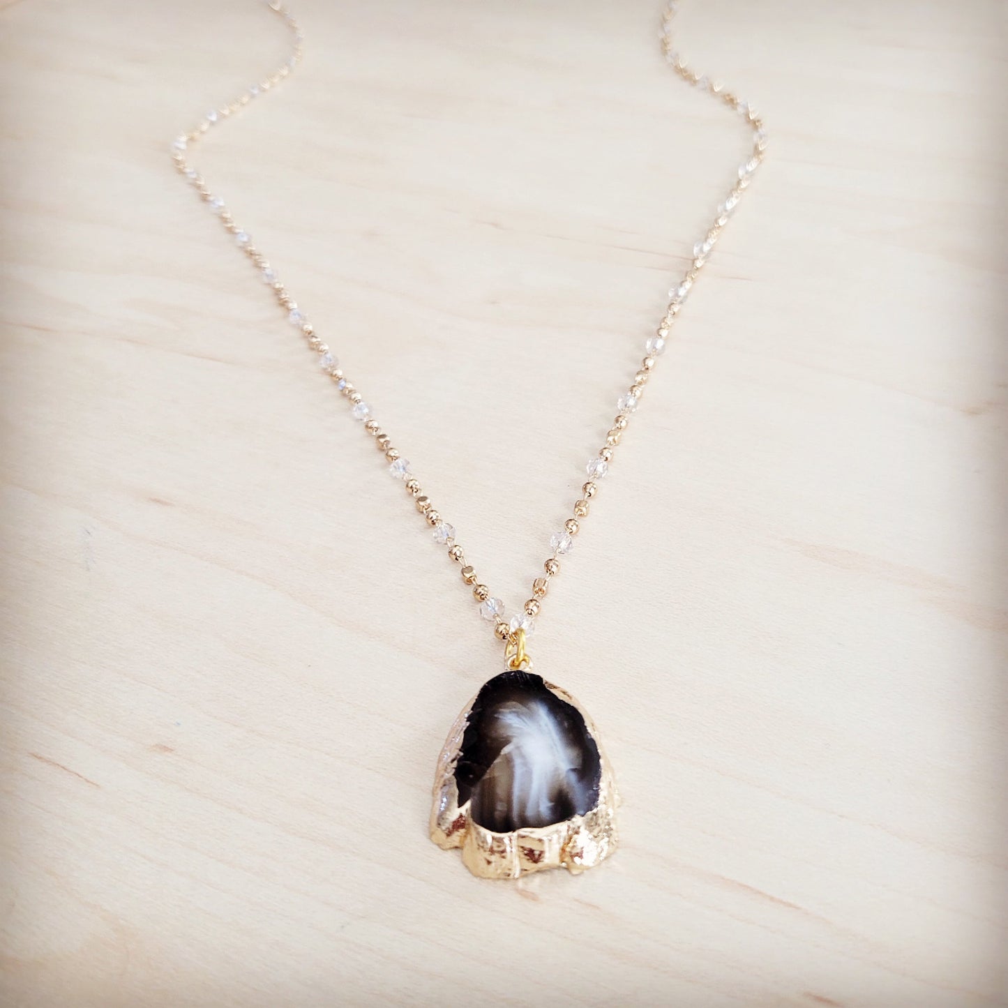 **Gilded Black Agate Necklace 257ma