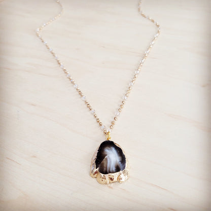 **Gilded Black Agate Necklace 257ma
