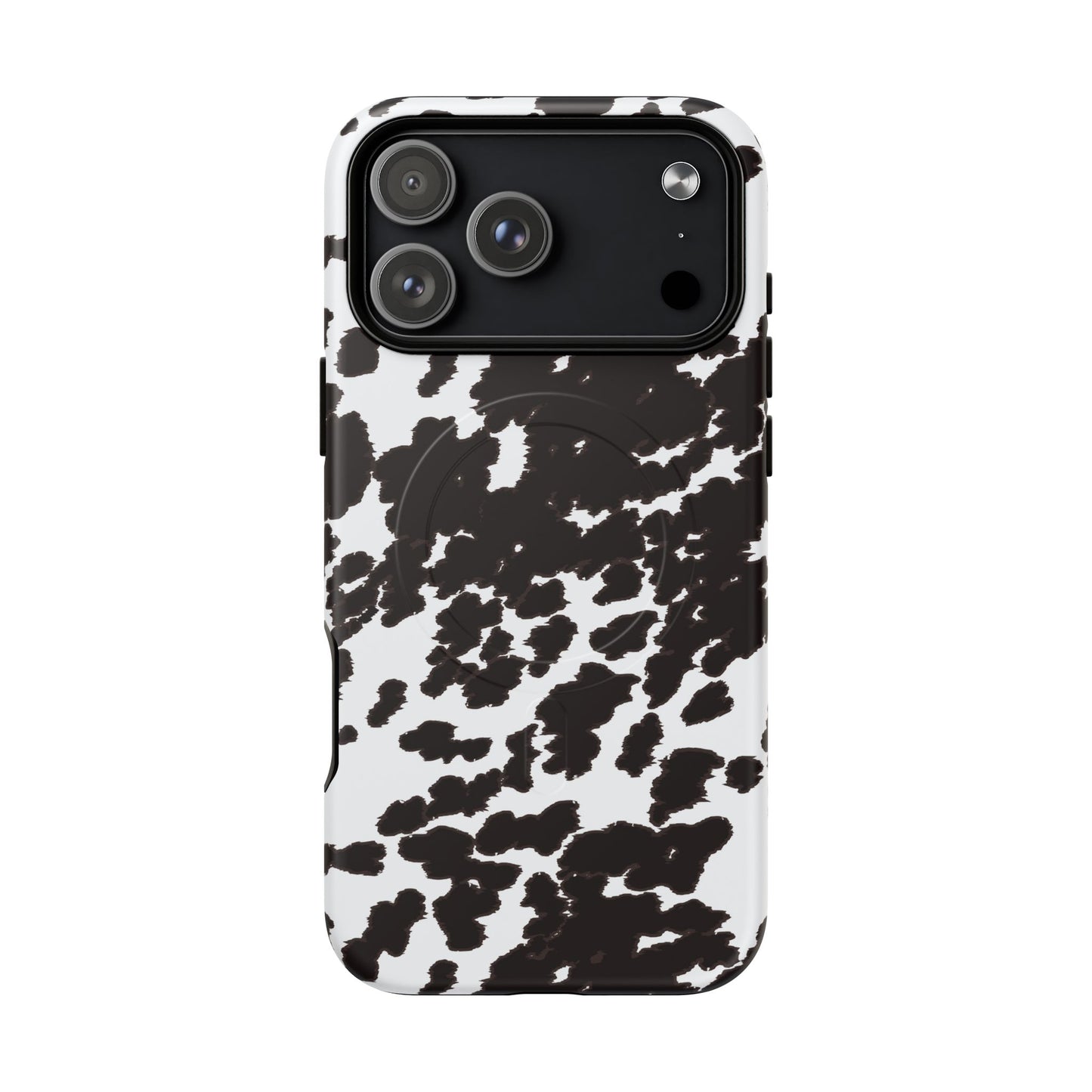Cow Print Tough Magnetic Phone Case — Black & White Protective MagSafe Cover