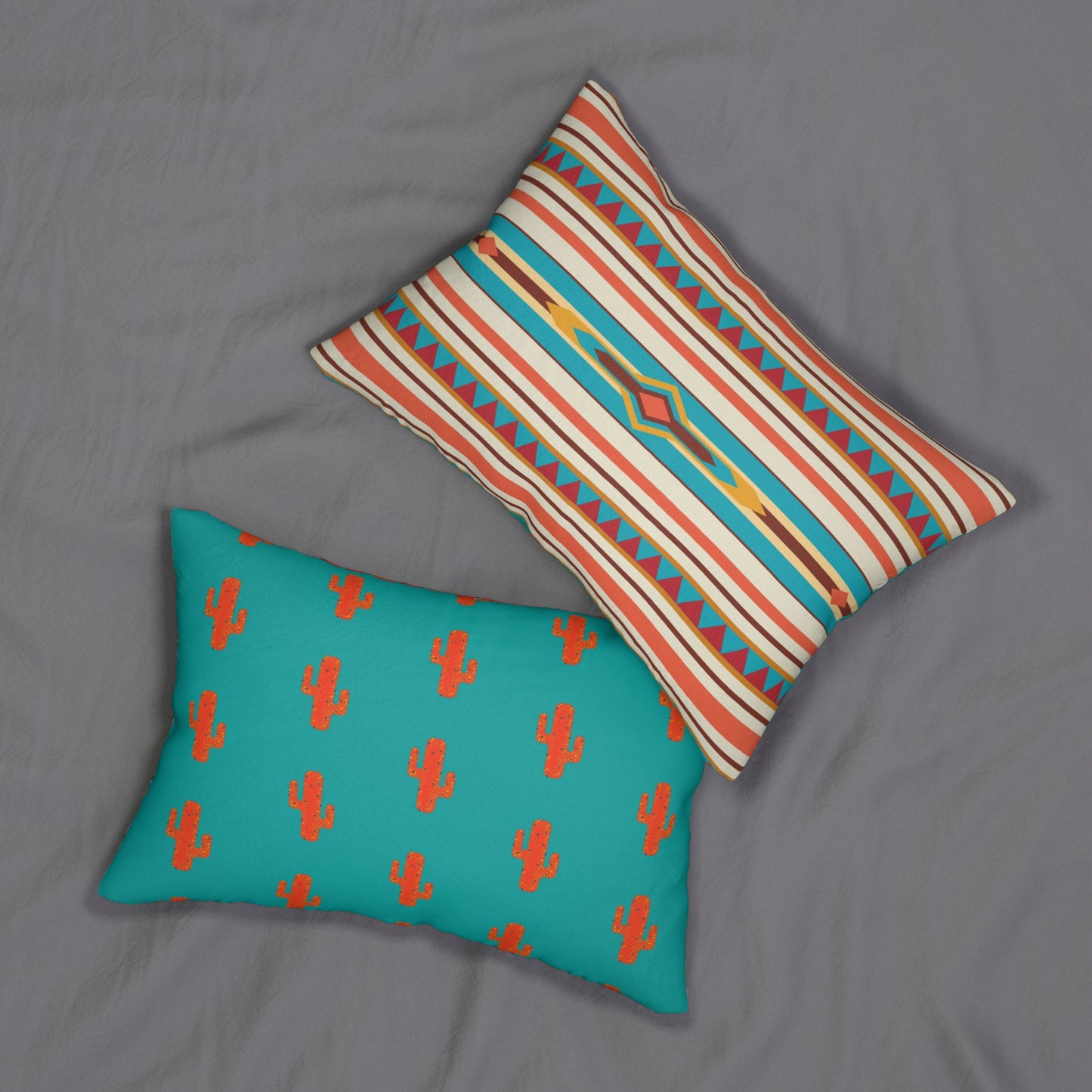 Southwestern and Cactus Pattern Lumbar Pillow - Bohemian Home Decor