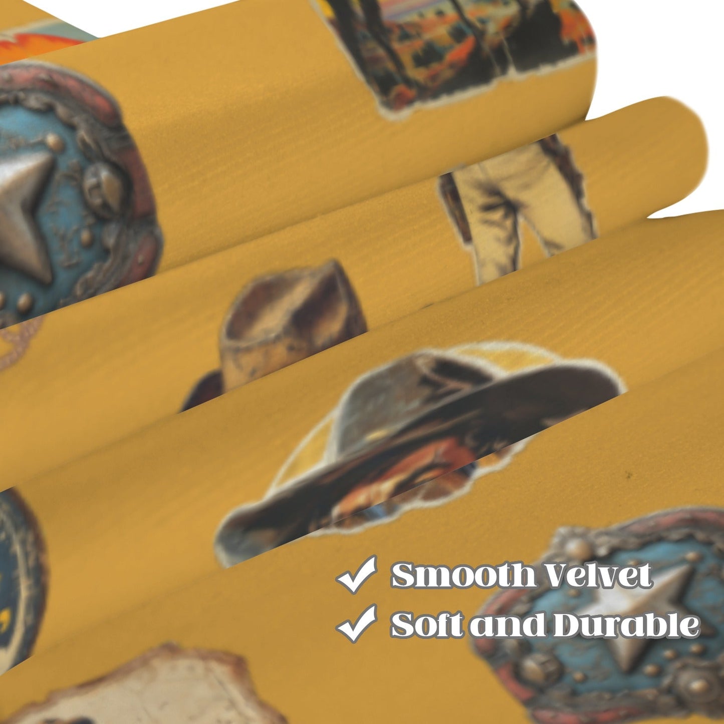 Vintage Cowboy Collage Western Curtains 52" x 63" Made in America