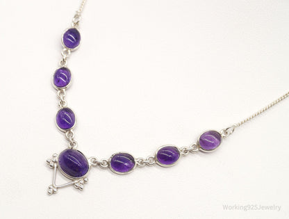Vintage Amethyst Bib Style Silver Necklace