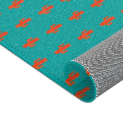 Turquoise & Coral Dot Area Rug — Modern Geometric Accent Rug for Living Room, Bedroom, or Nursery