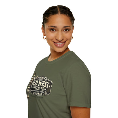 HARKER'S Old West Lives Here T-Shirt — Vintage Cowboy Tucson Graphic Tee