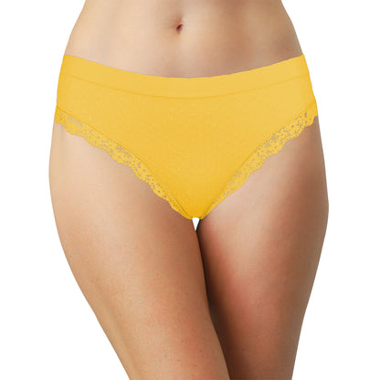 Scalloped Dot and Lace Seamless Tag Free Thong