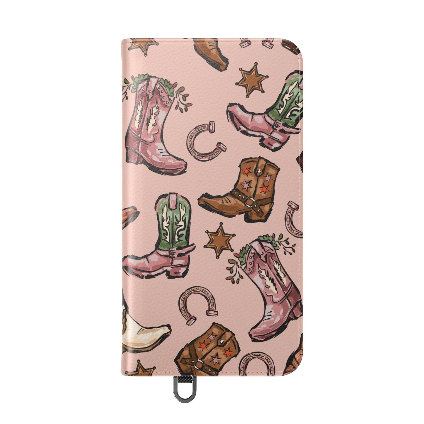 Western Boots Flip Wallet Phone Cases Pink